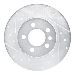 Audi A1 Brake Rotor (1) - Rear Left - R1 Concepts - Drilled & Slotted - Silver - `15-`18